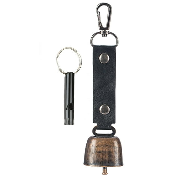 Yucurem Bear Bell with Emergency Whistle Set Loud Bear Bell for Bear Deterrent Essential for Adventure (Black)