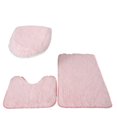 thumbnail image 1 of 3pc Bathroom Set Rug Mat Toilet Lid Cover Plain Solid Color Bathmats, 1 of 5