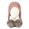 thumbnail image 2 of WITHMOONS Fleece Lining Thick Cable Knit Beanie Hat Pom Earflaps DZ70029 (Grey), 2 of 2