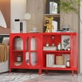 thumbnail image 2 of Small 2 Transparent Door Metal Storage Side Buffet Cabinet for Bed Room,Living Room,Entryway,Hallway,Home,Hotel,Office,Garage,Kitchen,1 Removable Shelf. (Transparent Door, Red), 2 of 16
