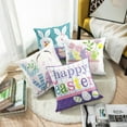 thumbnail image 2 of Set of 4 Throw Pillow Covers Happy Easter Cute Rabbit Eggs Basket Flowers Spring Decorative Pillow Cases Home Decor Standard Square 18x18 Inches Pillowcases, 2 of 6