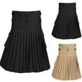 thumbnail image 3 of Mens Skirt Vintage Kilt Scotland Gothic Punk Solid Kendo Pocket Skirts Scottish, 3 of 4