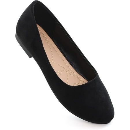 

Pfhytec LU Cute Slip-On Ballet Shoes Women Comfortable Round Toe Solid Flats Dressy Shoes Slip-ons Loafers Light Weight Flats Shoes