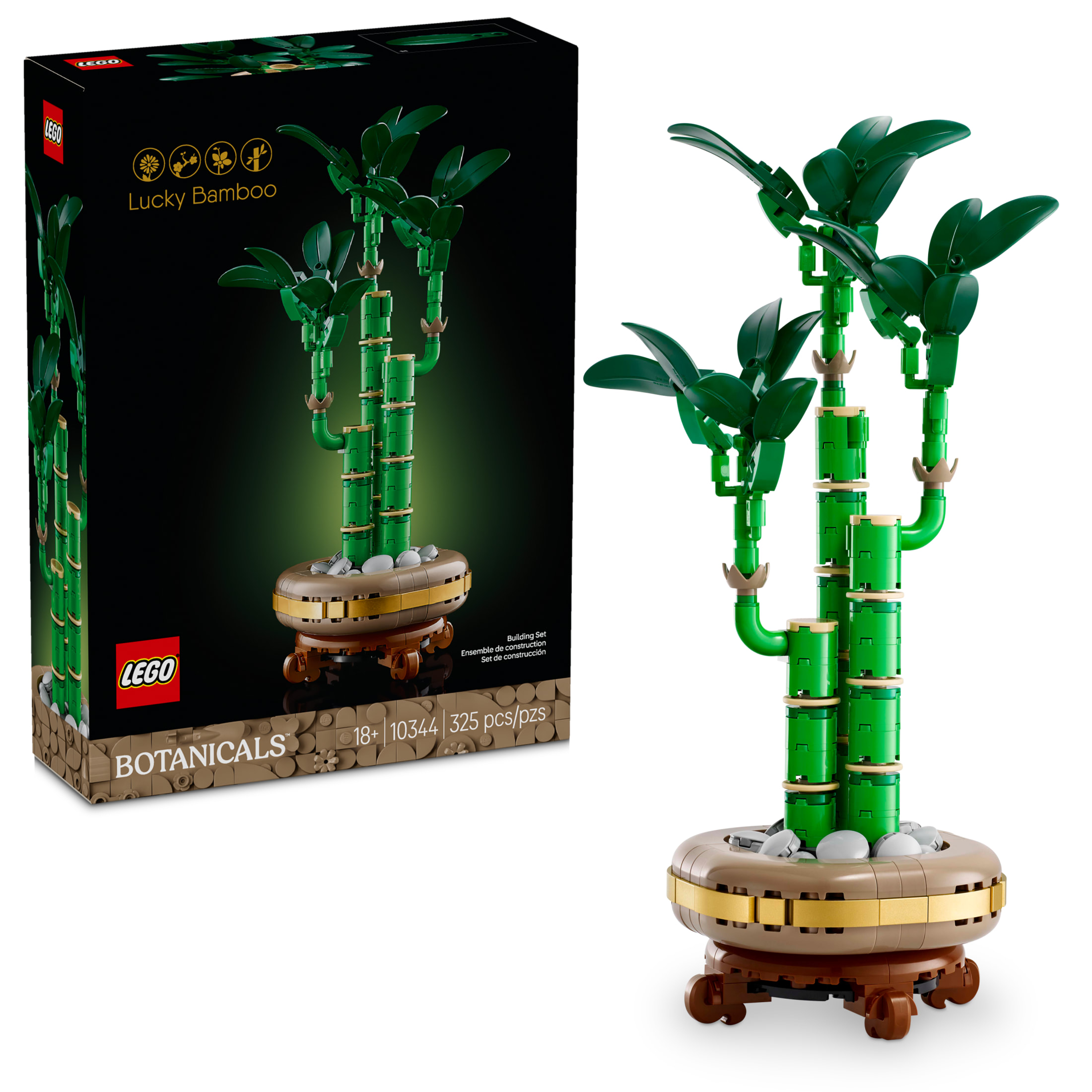 LEGO Botanicals Lucky Bamboo Building Set - Artificial Plants for Indoor Home DΓ©cor, Adults Ages 18+ - Unique Birthday Gift Idea - Fake Plants Decoration for Table, Desk, Office - 10344