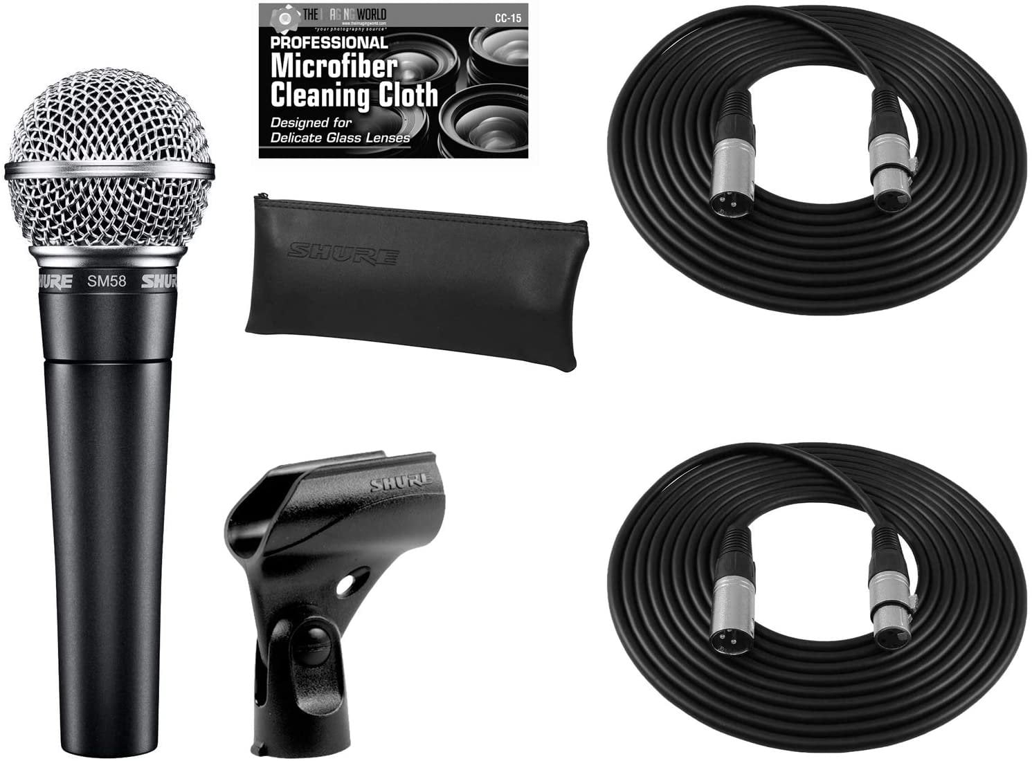 Shure SM58LC Cardioid Dynamic Vocal Microphone + Extra Two 2 XLR