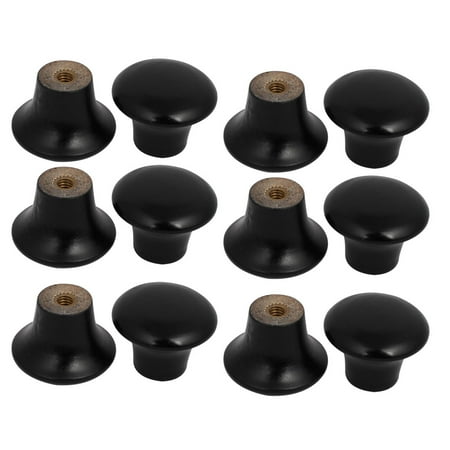 - Cabinet Drawer Single Hole Wooden Pull Knobs Handles Black 23mmx18mm 12pcs