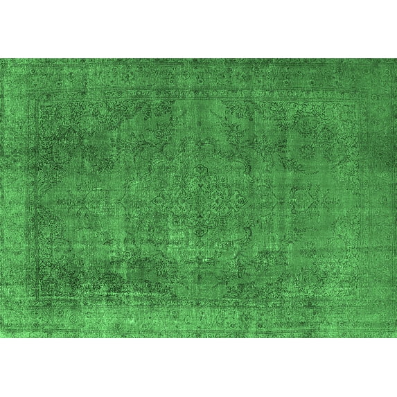 Ahgly Company Indoor Rectangle Oriental Emerald Green Industrial Area Rugs, 2' x 3'