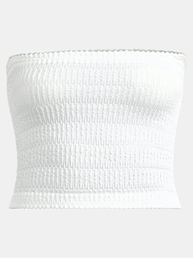 tope tubetop 白 No Boundaries Seamless Textured Tube Top for Women, Cropped