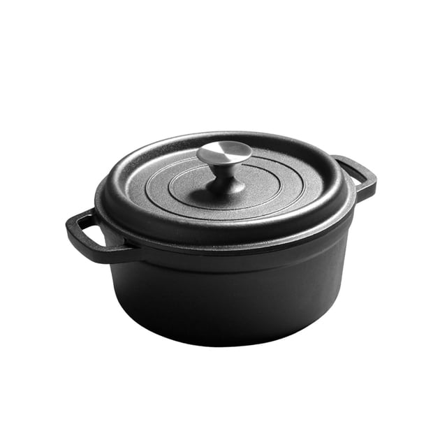 Horno holandés de hierro fundido con tapa, utensilios de cocina, olla para cocinar, sartén de doble asa para cocina, camping, repostería, pan, regalos 20cm