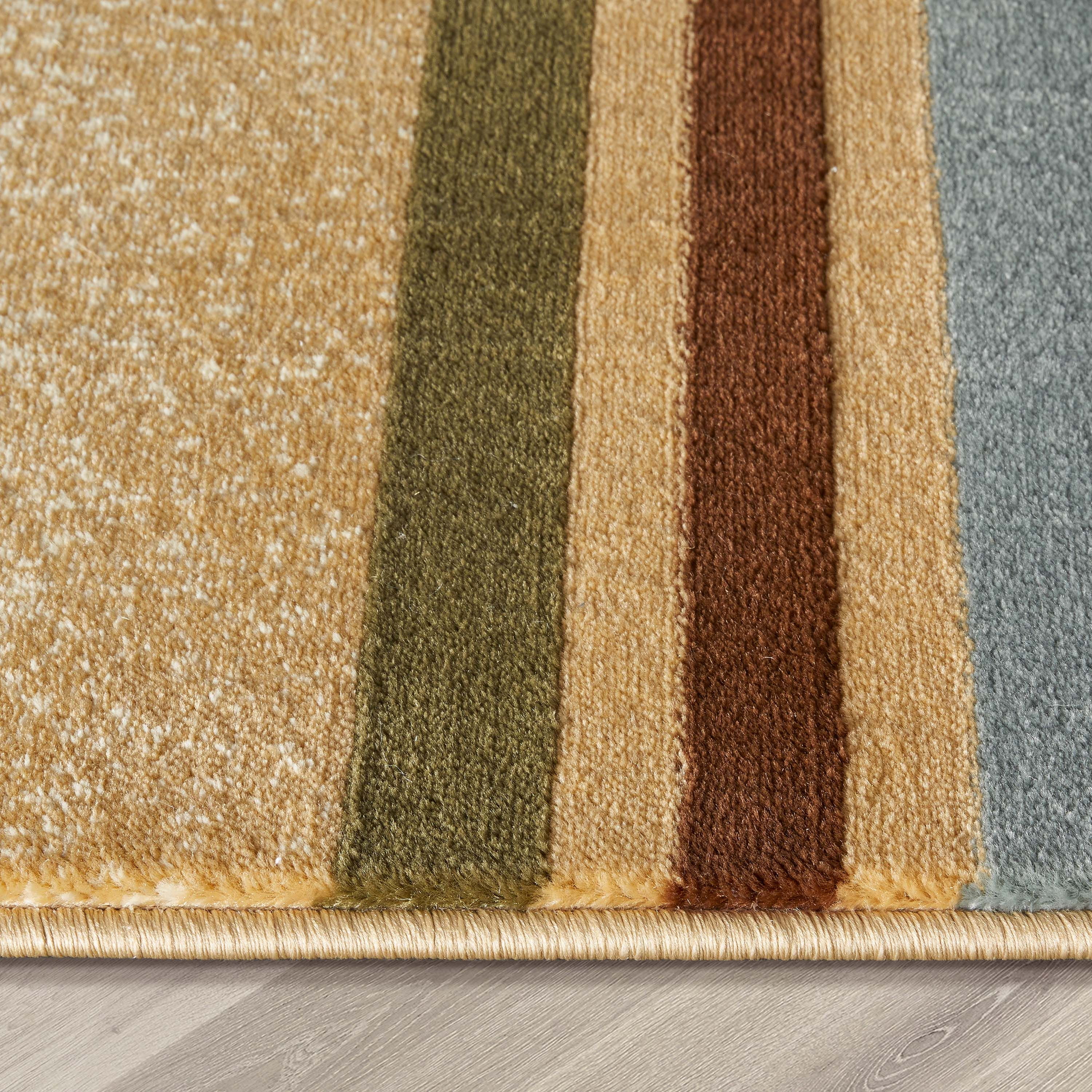 Well Woven Deco Rings Red Ivory Light Blue Geometric Modern Casual Area Rug Easy to Clean Stain Fade Resistant Shed Free Abstract Contemporary Color Block Boxes Lines Soft Living Dining Room Rug