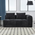 thumbnail image 6 of Demi Bonn 62" Plush Chenille Loveseat Sofa, Modular Sleeper for Living Room, Bedroom, Apartment Lounge, Stylish & Comfortable Couch, Black, 6 of 15