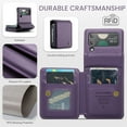 thumbnail image 3 of SaniMore for Samsung Galaxy Z Flip 4 Wallet Case, RFID Blocking PU Leather Kickstand Credit Slots Flip Folio Protective Case, Double Magnetic Clasp Durable Shockproof Cover for Z Flip 4, Purple, 3 of 7