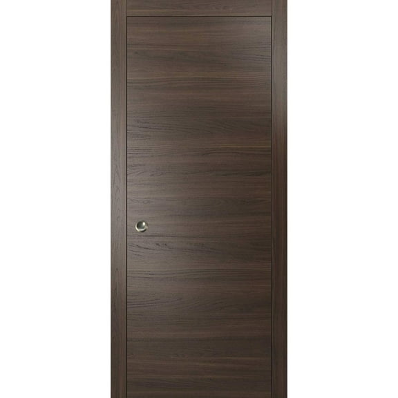 Sliding French Pocket Door with | Planum 0010 Chocolate Ash | Kit Trims Rail Hardware | Solid Wood Interior Bedroom Sturdy Doors-36" x 84"