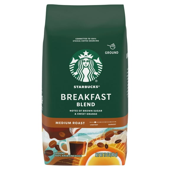 2 Pack - Starbucks Breakfast Blend Medium Roast Ground Coffee 12 oz Package May Vary