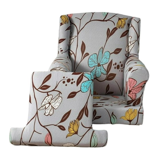 Stretch Wingback Chair Cover Sofa Cover Washable Chair Protector Armchair Cover Single Sofa Seat Cover for Wedding Gray