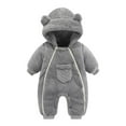 thumbnail image 2 of 2023 Newborn Baby Snowsuit Jumpsuit Hooded Fleece Rompers Long Sleeve Onesies Outwear Outfits Gray,6M, 2 of 7