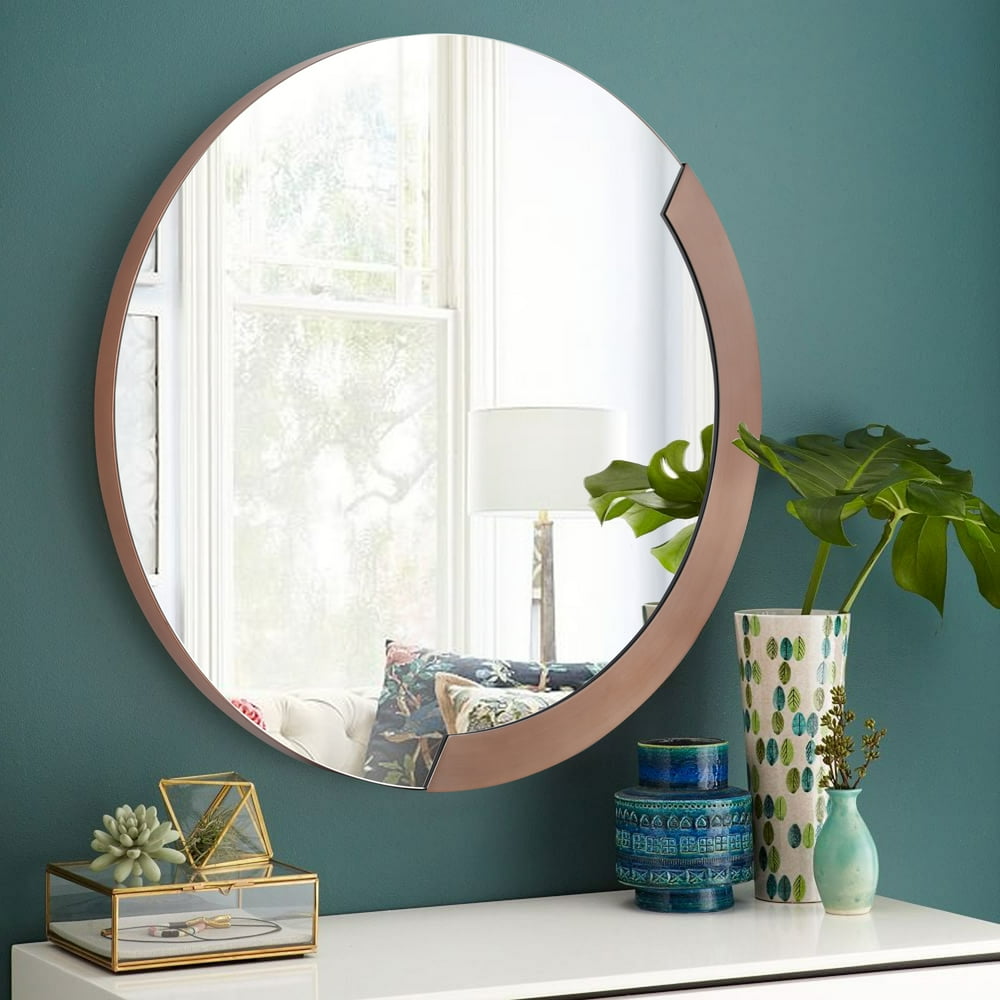 VECELO Decorative Stainless Steel Brushed Goldrimmed Round Wall