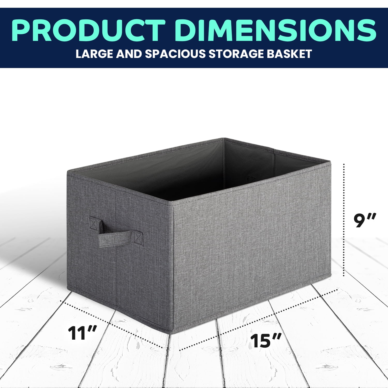 Pomatree Storage Basket - 4 Pack - Fabric Foldable Storage Baskets for Shelves (Grey)