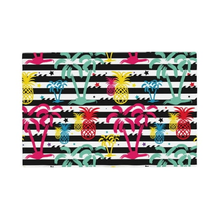 

Table Placemats Set of 4 - Trendy Colorful Pineapples 12x18 In Faux Linen Double Heat Resistant Place Mats Cloth Indoor/Outdoor Placemats Washable Table Mats for Dining Kitchen Party