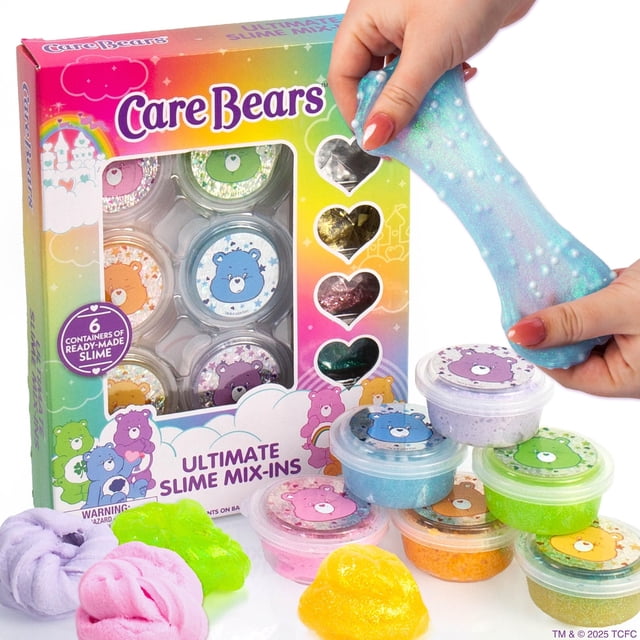 Care Bears Ultimate Slime Mix-Ins, 6-Pack Scented Slimes, Includes Cloud Slime & Glitter Slime, Party Favors for Kids 8-12, Slime for Kids, Slime Party Favors, Slime Kit for Girls Ages 8-12