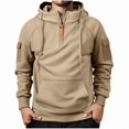thumbnail image 3 of cocolona Mens Half Zip Hoodies Long Sleeve Drawstring Hooded Sweatshirts Quarter Zip Pullover Hoodie with Multi Pockets, 3 of 6