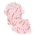 thumbnail image 5 of Yuanlong Womens Pajama Sets Summer Cute Rabbit Lapel Short Sleeved Shorts 2 Piece Pajamas Casual Loungewear With Pocket, 5 of 5