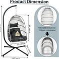 thumbnail image 3 of JERFIT Hanging Egg Chair with Stand, 350lb Capacity PE Wicker Swing Chair for Indoor Outdoor Use, Waterproof Patio Hanging Chair with Gray Cushion, 3 of 10