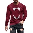 thumbnail image 3 of YOIAVAIOY T-Shirts Graphiques pour Hommes T-Shirt d'Halloween à Imprimé Araignée Manches Longues Col Rond T-Shirt Blouse Décontractée de Fête T-Shirts Vin TG, 3 of 6