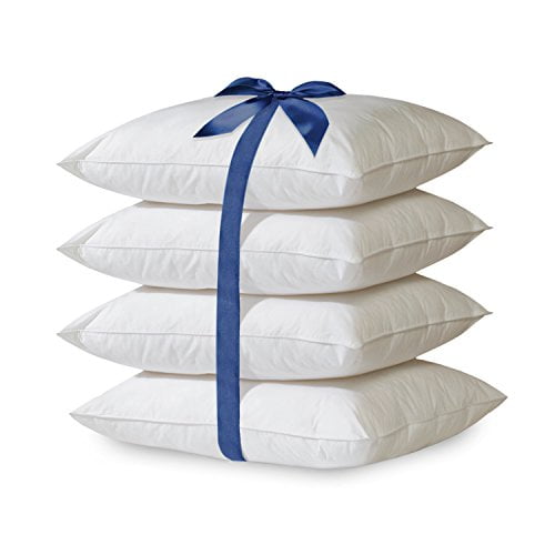 Home Sweet Home 4-Pack Hypoallergenic Down-Alternative Embossed Dobby Stripe Bed Pillow (Queen, White)