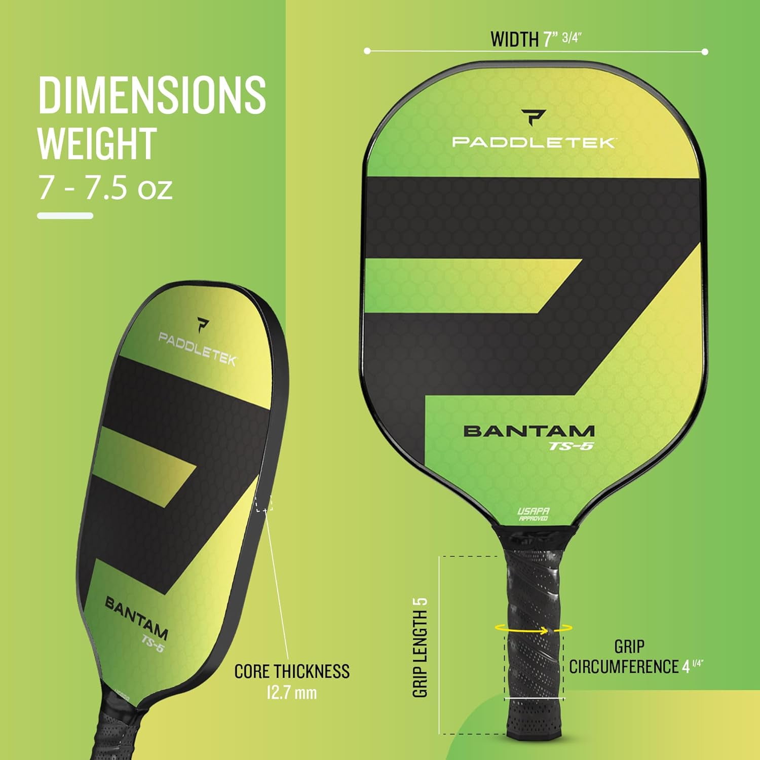 Paddletek Bantam TS-5 Pickleball Paddle -Green