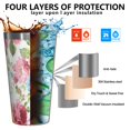 thumbnail image 3 of 16oz Tumblers Pioneer Flower Floral Print Pattern Stainless Steel Vacuum Insulated Double Wall Travel Tumbler Cups Mug with Lid and Straw,Cleaning Brush for Coffee,Tea, 3 of 4