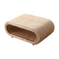 thumbnail image 2 of Mesa de centro de ratán y paja de madera, mesa de comedor pequeña, mesa de juego interactiva multiusos, mesa de ventana de tatami rústica para porche, 80x50x35cm, 2 of 8