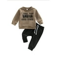 thumbnail image 1 of Fortune Ensemble de Vêtements d'Automne pour Garçon, Sweat à Imprimé Lettre + Pantalon Uni, 1 of 9