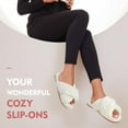 thumbnail image 2 of Women's Fuzzy Slippers Cross Band Memory Foam House Slippers Open Toe, 2 of 6