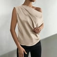 thumbnail image 7 of Kovlvoll Off the Shoulder Tops for Women Fashion Satin Comfy Short Sleeve Shirts Solid Color Dressy Casual Blouses Top, 7 of 7