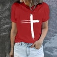 thumbnail image 1 of Daisyyozoid Nouvelles Arrivées Hauts pour Femmes Joyeuses Pâques Lettrage Imprimé Col Rond Manches Courtes Haut Manches Courtes Col Rond Chemise, 1 of 5