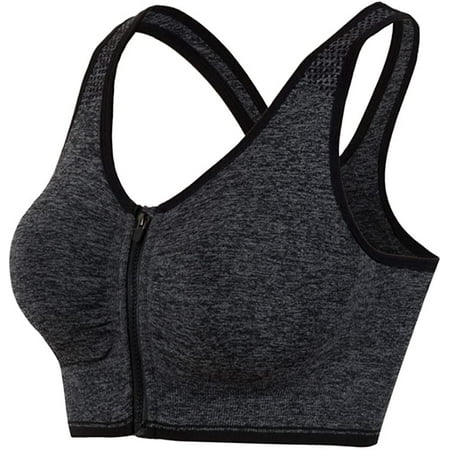 

QWZNDZGR Women s Zip Front Sports Bra Wireless Post-Surgery Yoga Bras