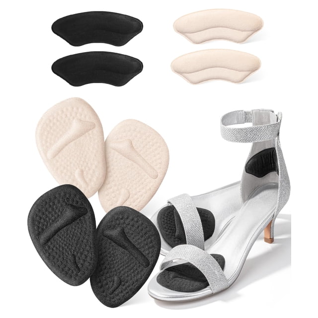 Almohadillas metatarsianas DR JK para mujer, 8 piezas, beige y negro