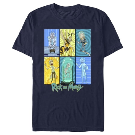 Men's Rick And Morty The Many Forms of Rick Graphic Tee Navy Blue Medium