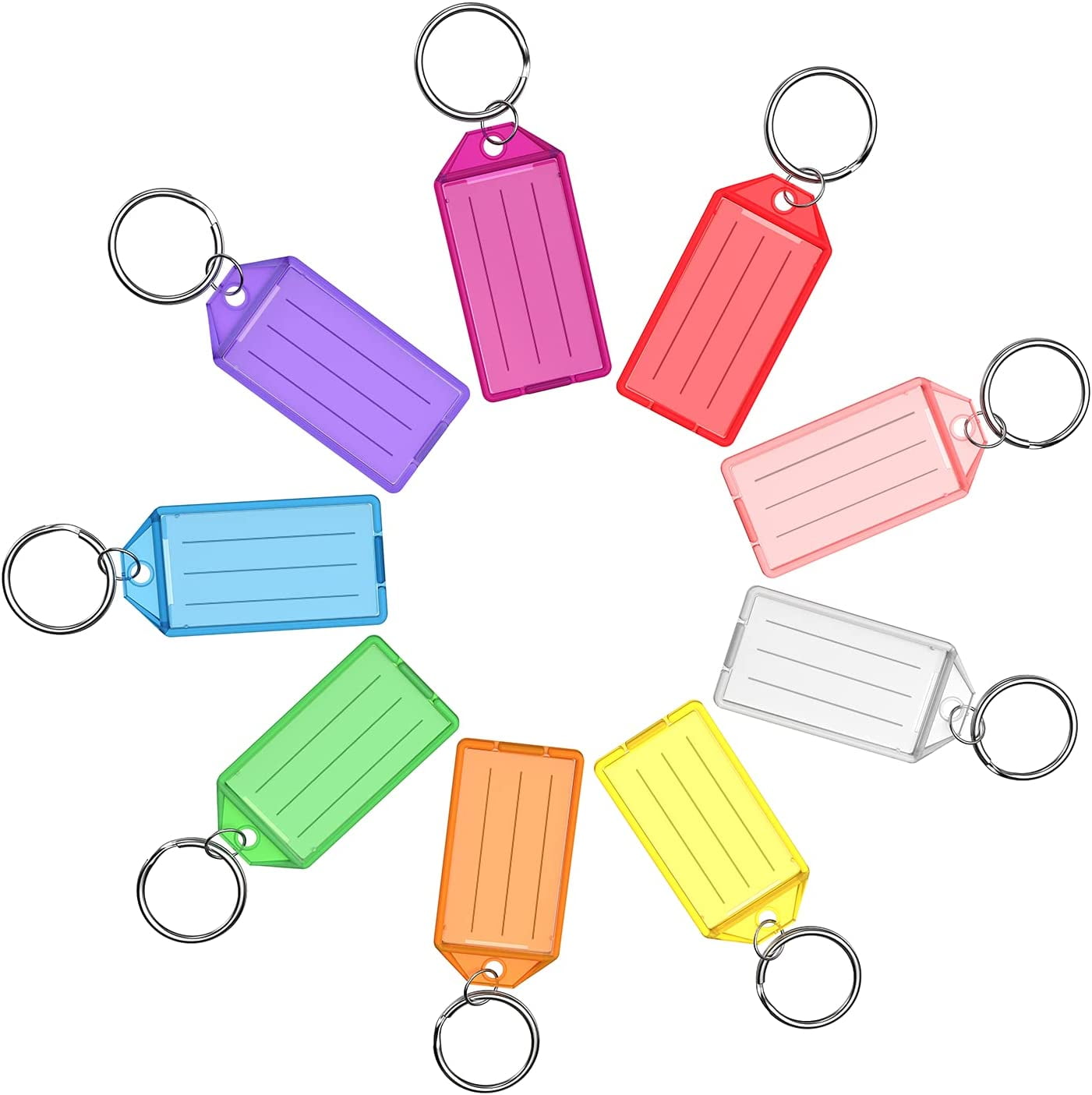 36 Pack Key Tags with Labels, Tough Plastic Key Tags with Split Ring