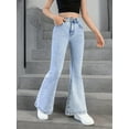thumbnail image 4 of OYYN Girls High Waist Flare Jeans 7-14Y Bow Embroidery Back Pocket Light Wash Bell Bottom Denim Pants, 4 of 7