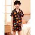 thumbnail image 4 of SOFTCCLO Girls Outfits Halloween Cartoon Print Short Sleeve Shirt Shorts Loose Casual Loungewear 2 Piece Sets Size 8-9Y, 4 of 7