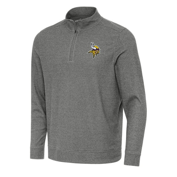 Men's Antigua Heather Black Minnesota Vikings Subtle Quarter-Zip Top