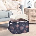 thumbnail image 3 of Yayeee Collapsible Cube Storage Bin with Lid Fabric Closet Decorative Basket with Handles, Red and White Fireworks Pattern, 3 of 7