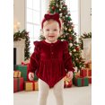 thumbnail image 5 of Cenuakty Baby Girl Christmas Outfit Long Sleeve Velvet Ruffle Romper and Headband, 5 of 9