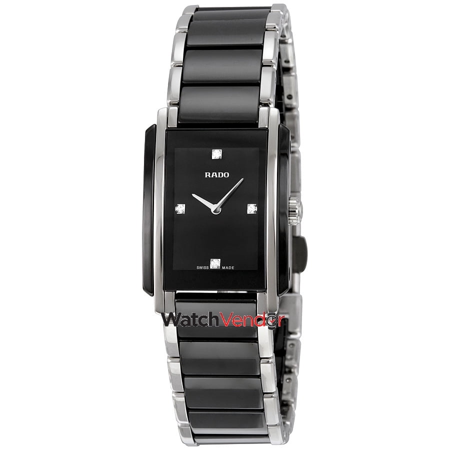 Rado Integral Quartz Black Ceramic and Stainless Steel Ladies Watch