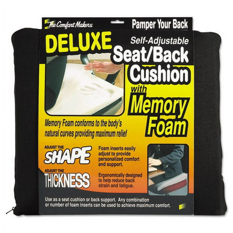 The ComfortMakers Deluxe Seat/Back Cushion, Memory Foam, 17 x 2.75 x 17.5, Black The ComfortMakers Deluxe Seat/Back Cushion, Memory Foam, 17 x 2.75 x 17.5, Black