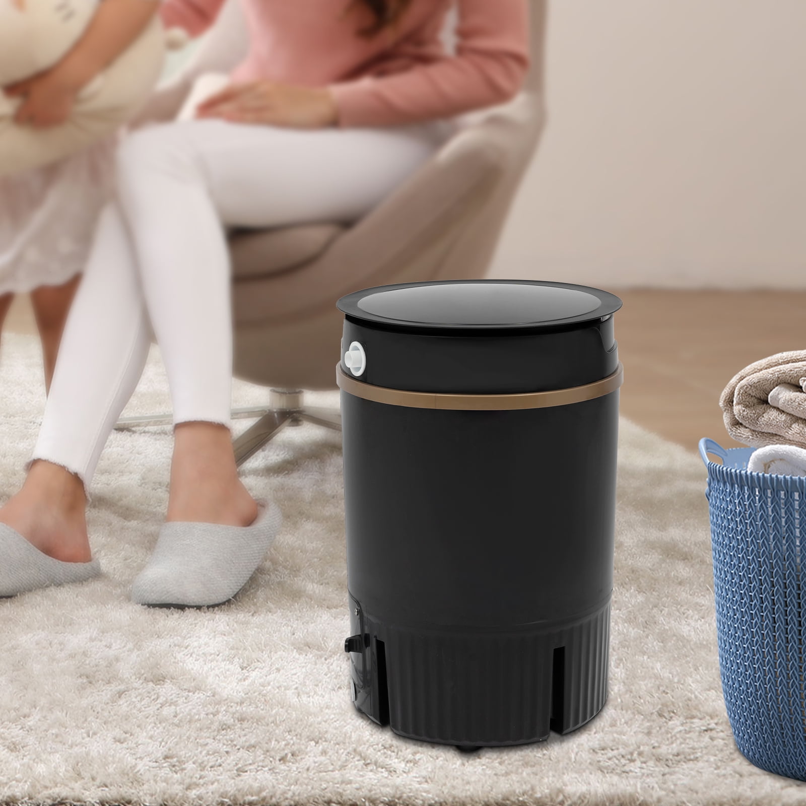 Mini Washing Machine 1.19gal Capacity,260W Aluminum Motor, Portable PP Washer for Dorm RV Travel