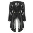 thumbnail image 4 of TiaoBug Woman's Magician Costume Tailcoat Tuxedo Jacket Sequins Long Sleeve Coat Circus Blazer Black XXL, 4 of 7