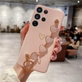 thumbnail image 2 of Cute Pretty Galaxy S21 Ultra Case Cover for Women & Girls with Love-Heart Strap Bracelet Chain Soft Flexible Glossy TPU Bumper Protective Phone Cases for Samsung Galaxy S21 Ultra 5G -Pink, 2 of 12